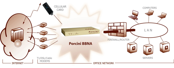 Illustration Showing Porcini Device Installed in Network